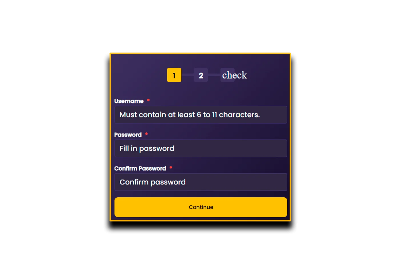 Enter personal data
