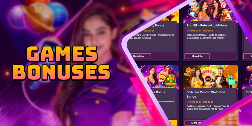 Bonuses and promotions for playing casino games and betting odds